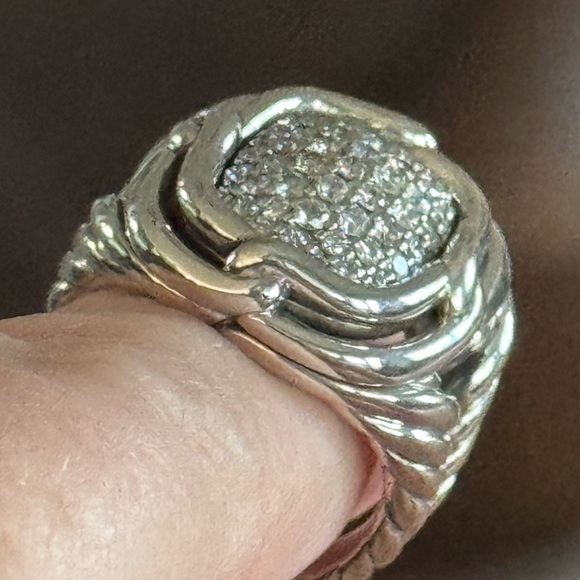 Like New David Yurman Labyrinth Diamond Ring in Sterling Silver 1 CTW - Picture 1 of 12
